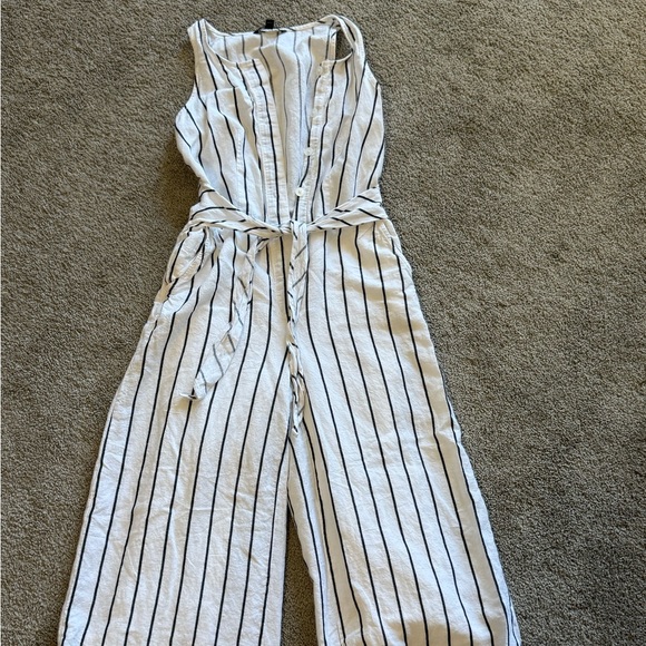 Banana Republic White and Black Striped Jump Suit - Picture 1 of 6